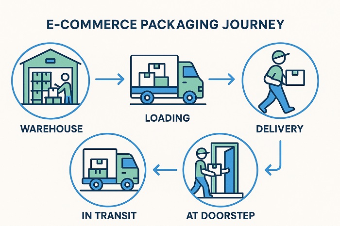 E-commerce packaging journey infographic