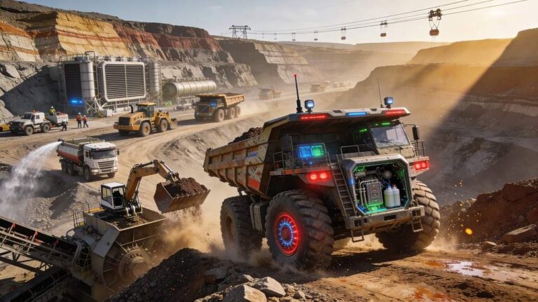 Heavy-Duty Construction Vehicles Powering Mining Sites