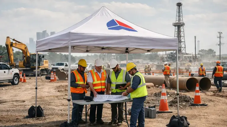 From Rig Sites to Trade Shows: How Houston’s Oil & Gas and Excavation Firms Use 10×10 Logo Tents for High Visibility Projects