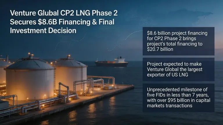 Venture Global Advances CP2 LNG Phase 2 with $8.6B Funding