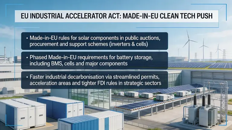 EU Industrial Accelerator Act Targets Solar, Battery Supply