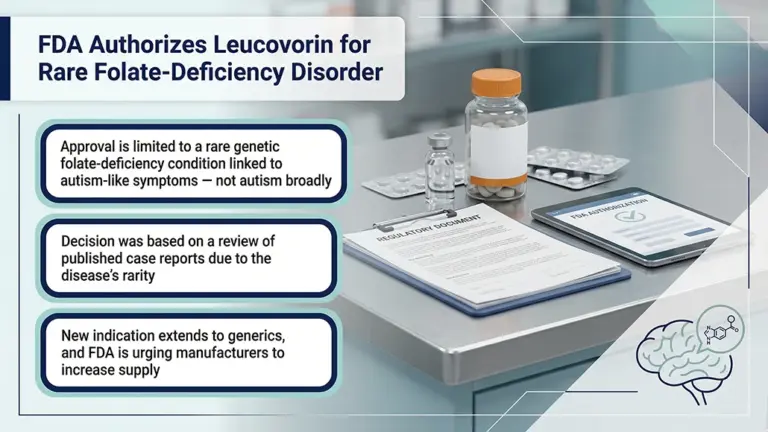 US FDA Approves Leucovorin for Rare Autism-Like Disorder