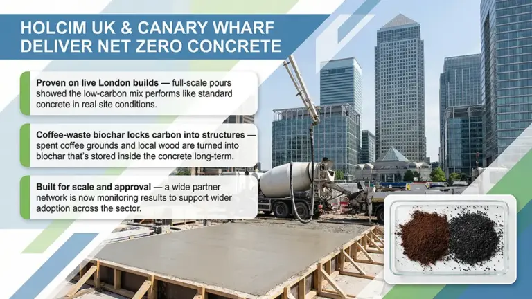 Holcim UK Trials Net Zero Concrete at Canary Wharf Projects