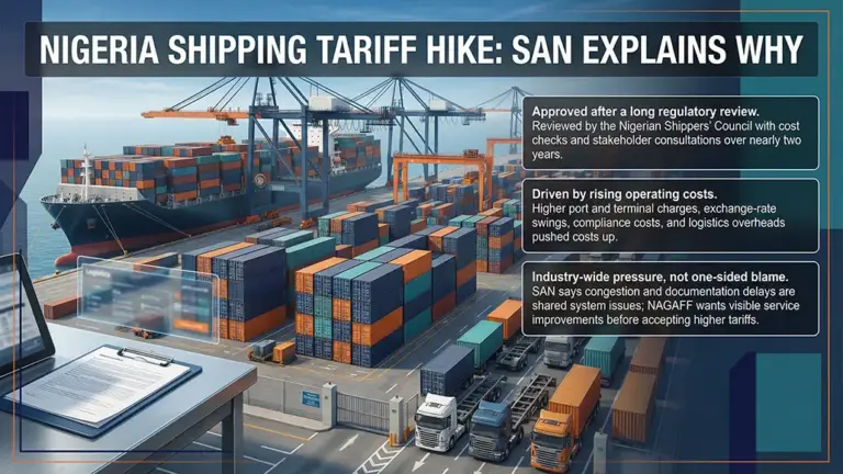 SAN Defends Nigerian Shipping Tariff Hike Amid Foul Claims
