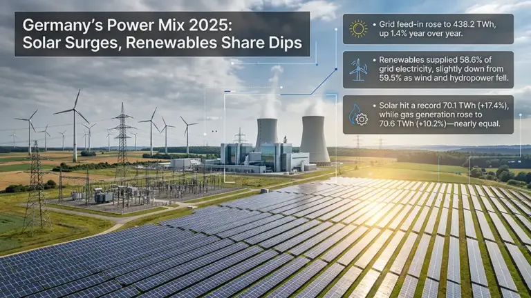 Germany Solar Generation Hits Record 70.1 TWh in 2025 Data