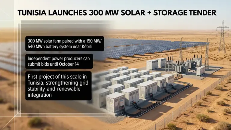Tunisia Launches 300 MW Solar Tender with Battery Storage