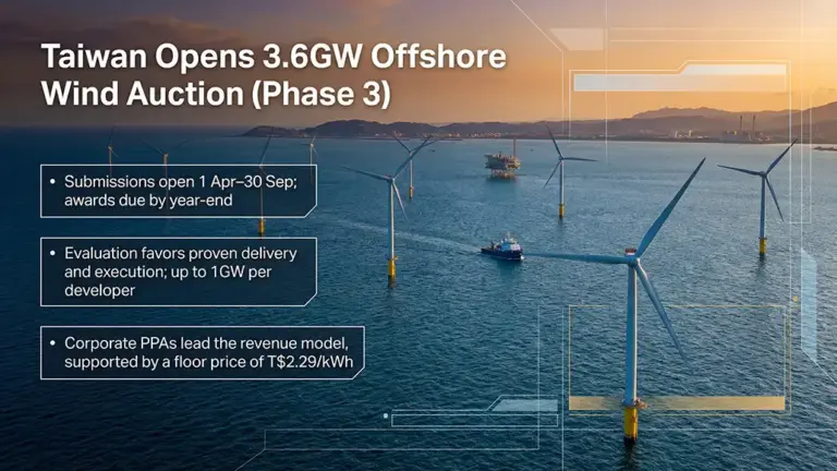 Taiwan Launches Offshore Wind Auction for 3.6GW Capacity