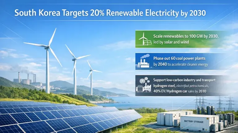 Government Targets 20% Clean Power Share by 2030 in S. Korea