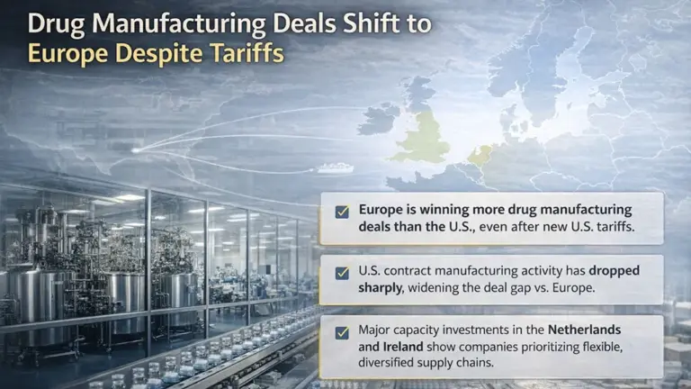 Drug Manufacturing Deals Shift to Europe Despite Tariffs