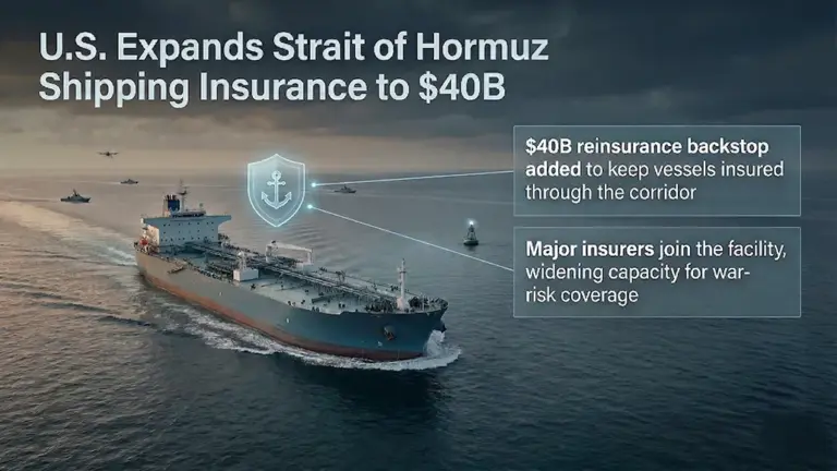 U.S. Doubles Strait of Hormuz Insurance Plan to $40 Billion