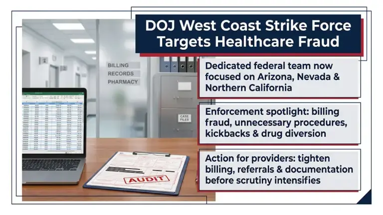 DOJ Launches West Coast Strike Force to Combat Healthcare Fraud in Arizona, Nevada, and Northern California