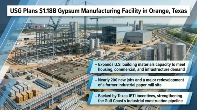 USG Corporation Plans $1.18 Billion Gypsum Manufacturing Facility in Orange, Texas