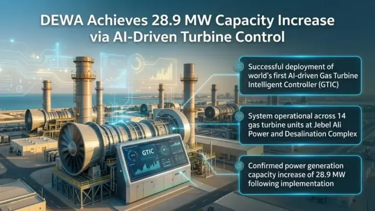 DEWA Achieves 28.9 MW Capacity Increase via AI-Driven Turbine Control