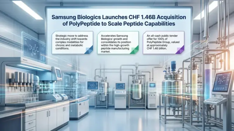 Samsung Biologics Launches CHF 1.46B Acquisition of PolyPeptide to Scale Peptide Capabilities