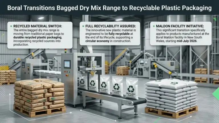 Boral Transitions Bagged Dry Mix Range to Recyclable Plastic Packaging