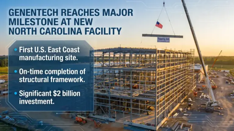 Genentech Completes Structural Framework at New NC Manufacturing Facility